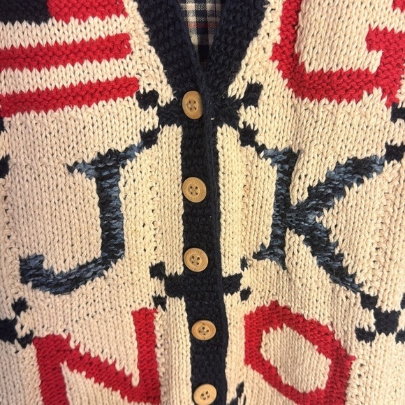 Vintage Marisa Christina Hand Knit Alphabet American Flag Sweater TeacherVest  S - Picture 5 of 10